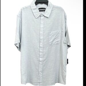 Saks Fifth Avenue mens shirt S blue‎ linen blend party pool beach lightweight